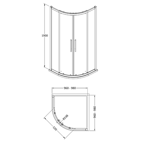 Hudson Reed Apex 8mm Glass Quadrant Shower Enclosure (2 sizes, Matt Black) - Brand New Bathrooms