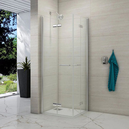 Merlyn 8 Series Frameless | Double Folding Wetroom Showerwall (4 sizes, Chrome)