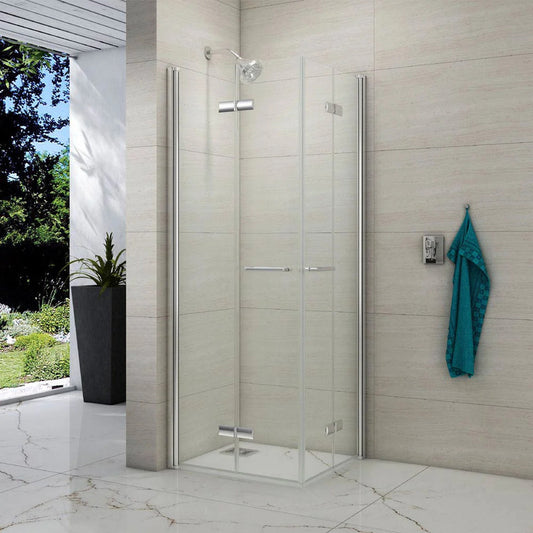 Merlyn 8 Series Frameless | Double Folding Wetroom Showerwall (4 sizes, Chrome)