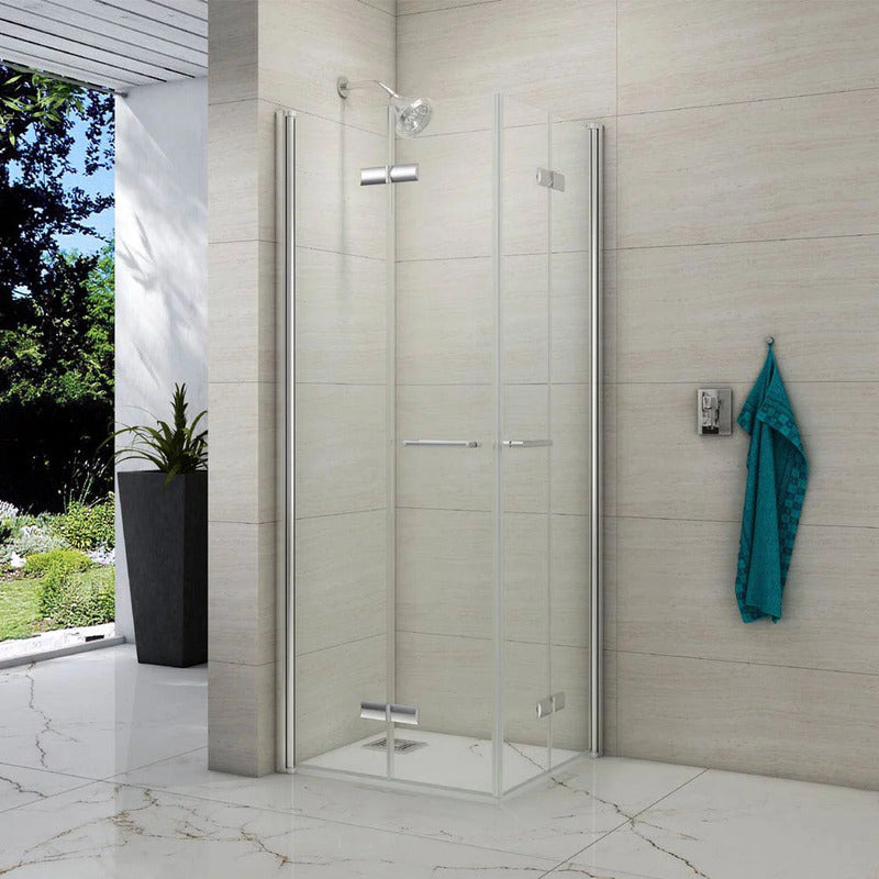 Merlyn 8 Series Frameless | Double Folding Wetroom Showerwall (4 sizes, Chrome)
