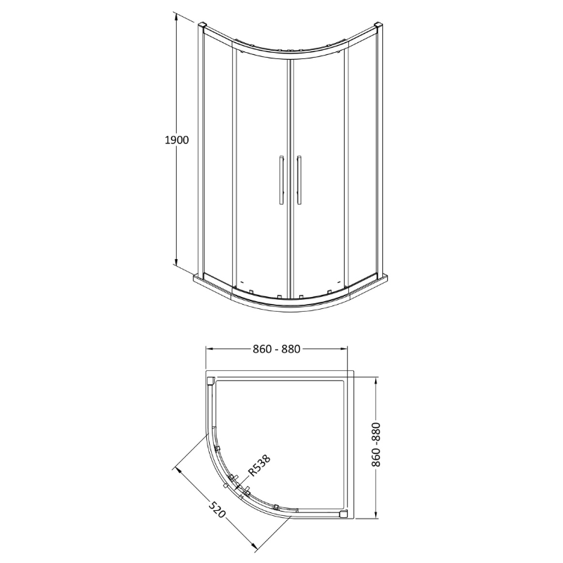Hudson Reed Apex 8mm Glass Quadrant Shower Enclosure (2 sizes, Matt Black) - Brand New Bathrooms