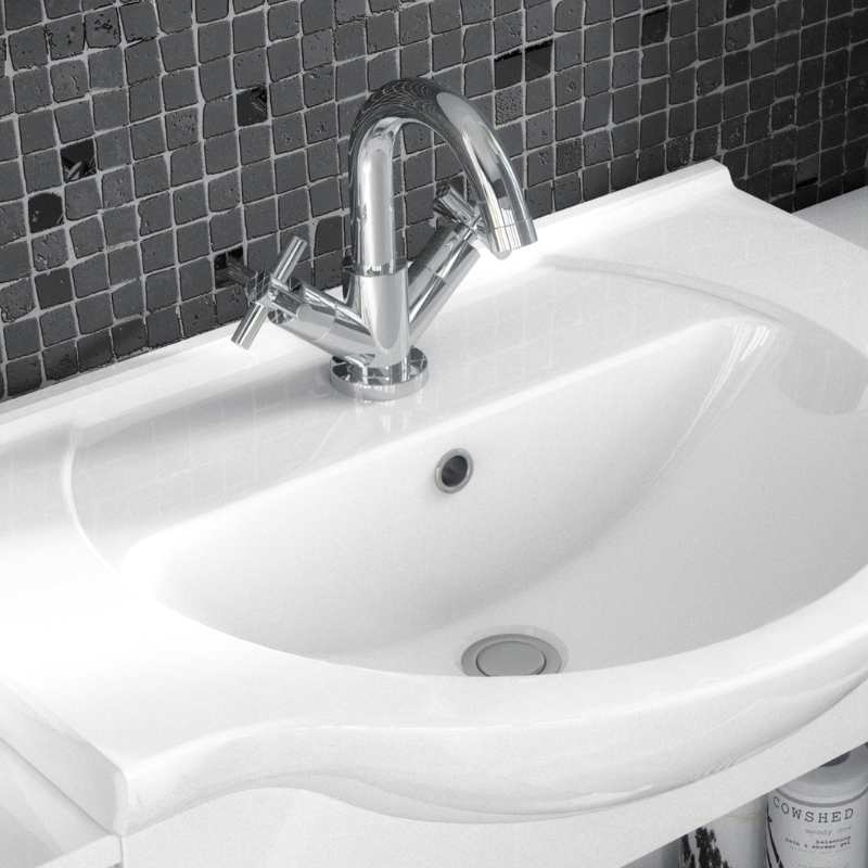 Nuie Cloakroom Packs Floor Standing Saturn Furniture Pack with Round Basin (1 size, Gloss White) - Brand New Bathrooms