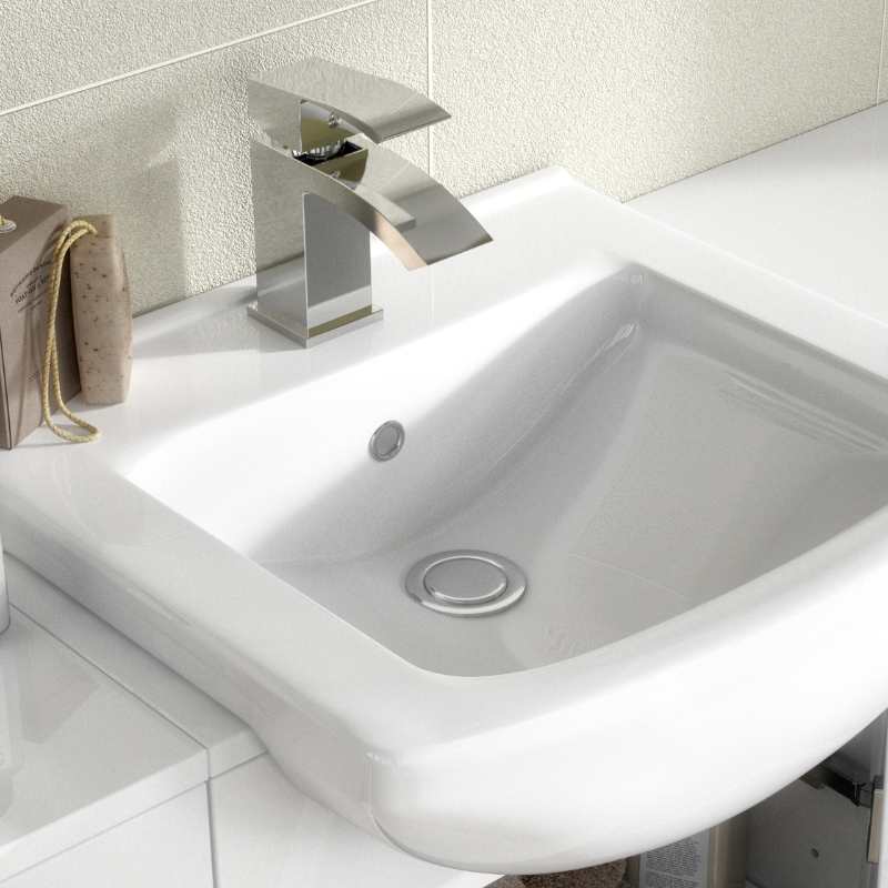 Nuie Cloakroom Pack Floor Standing Saturn Furniture Pack with Square Basin (1 size, Gloss White) - Brand New Bathrooms