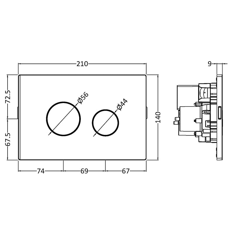Nuie Ceramics Round Flush Plate for Pneumatic Dual Flush (1 size, 4 colours) - Brand New Bathrooms