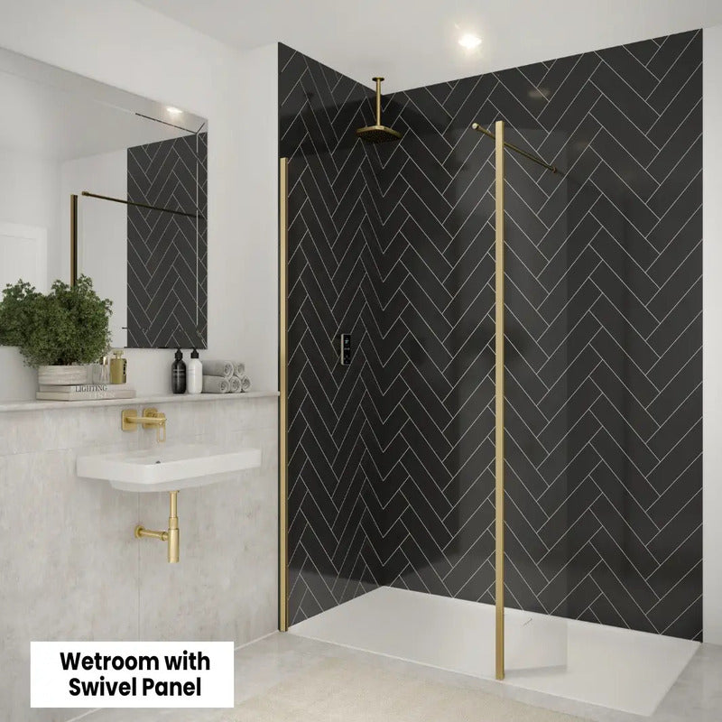 Merlyn 8mm Wetroom Panel | Wetroom Walk-In Shower (13 sizes, 6 colours, 2 glass styles)
