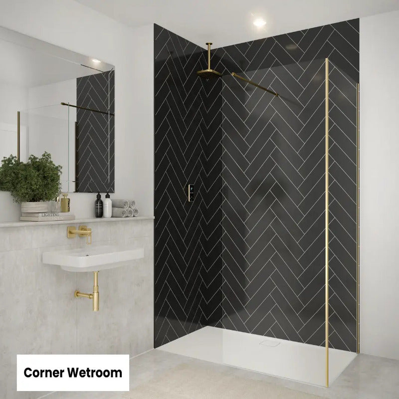 Merlyn 8mm Wetroom Panel | Wetroom Walk-In Shower (13 sizes, 6 colours, 2 glass styles)
