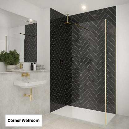 Merlyn 8mm Wetroom Panel | Wetroom Walk-In Shower (13 sizes, 6 colours, 2 glass styles)