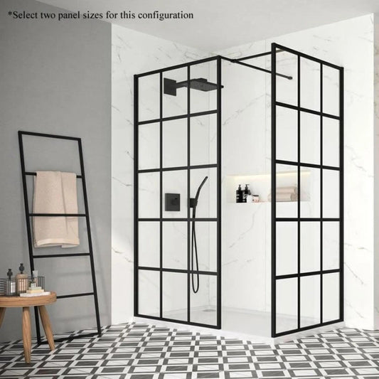 Merlyn 8mm Squared Wetroom Panel (3 sizes, Matt Black)
