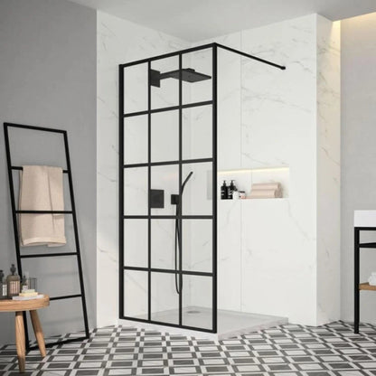 Merlyn 8mm Squared Wetroom Panel (3 sizes, Matt Black)
