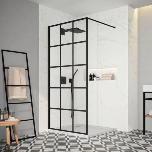 Merlyn 8mm Squared Wetroom Panel (3 sizes, Matt Black)