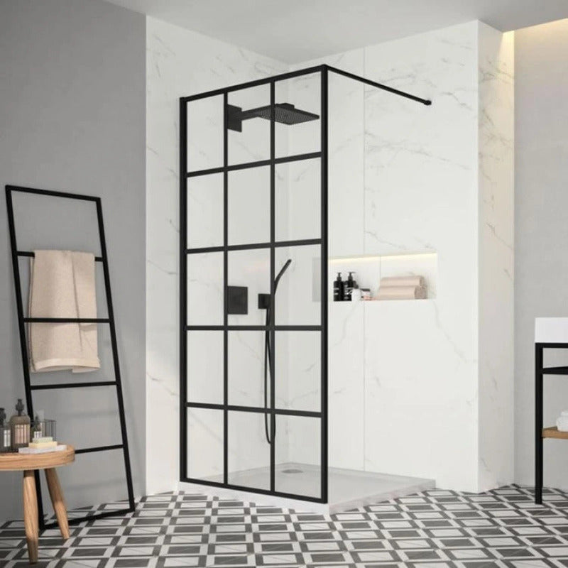 Merlyn 8mm Squared Wetroom Panel (3 sizes, Matt Black)