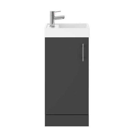 Nuie Vault Floor Standing Single Door Compact Vanity Unit with Ceramic Basin (2 sizes, 3 colours) - Brand New Bathrooms