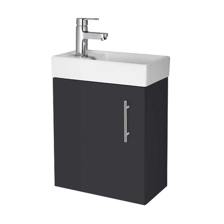 Nuie Vault Wall Hung Single Door Compact Vanity Unit with Ceramic Basin (2 sizes, 2 colours) - Brand New Bathrooms