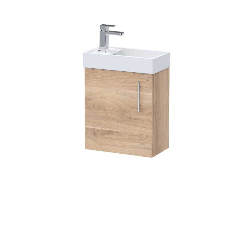 Nuie Vault Wall Hung Single Door Compact Vanity Unit with Ceramic Basin (2 sizes, 2 colours) - Brand New Bathrooms