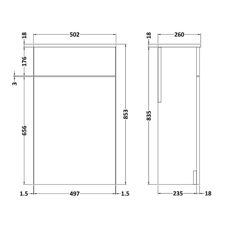 Nuie Athena Floor Standing WC Unit (2 size, 4 colours) - Brand New Bathrooms