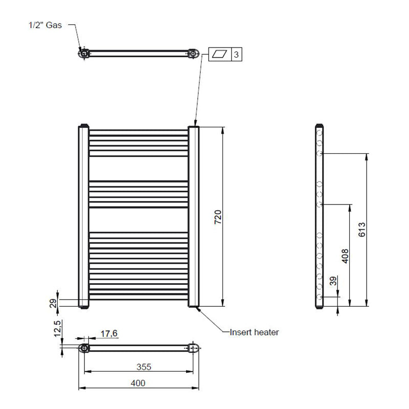 Nuie Electric Towel Rail (300, 500, 750 Watts, Anthracite) - Brand New Bathrooms
