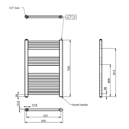 Nuie Electric Towel Rail (300, 500, 750 Watts, Anthracite) - Brand New Bathrooms