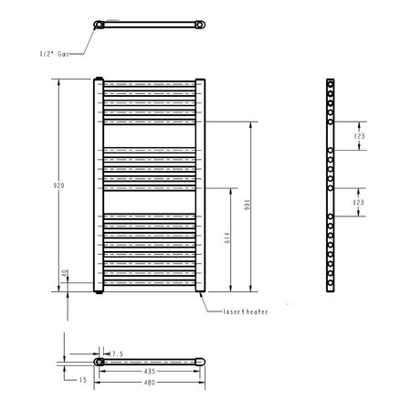 Nuie Electric Towel Rail (300, 500, 750 Watts, Gloss White) - Brand New Bathrooms