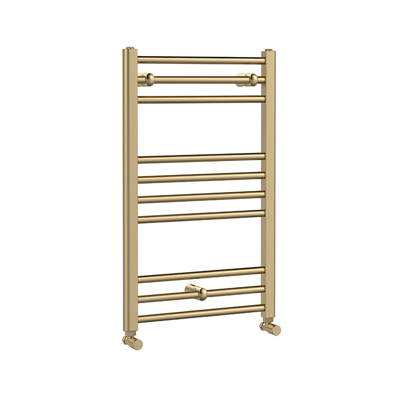 Nuie Lorica Straight Towel Radiator with Round Rails (2 sizes, Brushed Brass) - Brand New Bathrooms