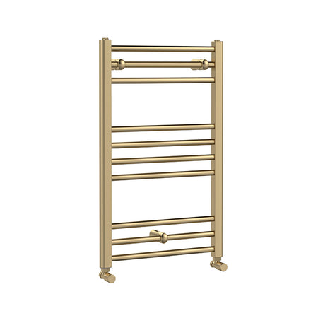 Nuie Lorica Straight Towel Radiator with Round Rails (2 sizes, Brushed Brass) - Brand New Bathrooms
