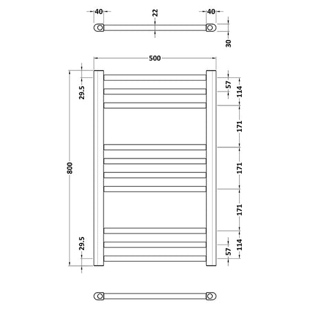 Nuie Lorica Straight Towel Radiator with Round Rails (2 sizes, Brushed Brass) - Brand New Bathrooms
