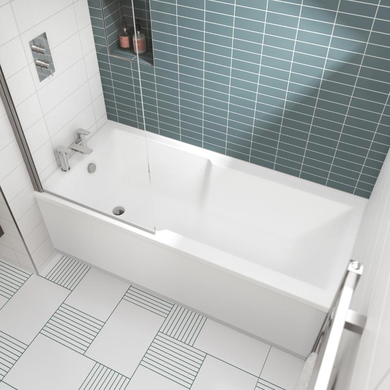 Nuie Shower Baths Square Straight Shower Bath (1 size, White) - Brandnew Bathroom