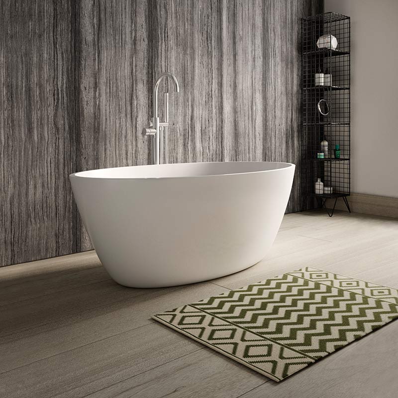 Nuie Freestanding Bath & Push Button Waste (White, 3 Shapes) - Brandnew Bathroom