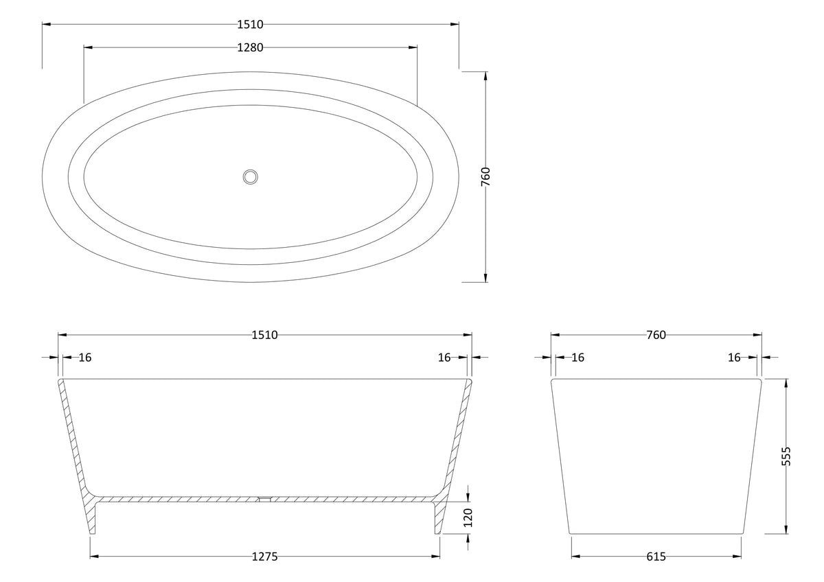 Nuie Freestanding Bath & Push Button Waste (White, 3 Shapes) - Brandnew Bathroom