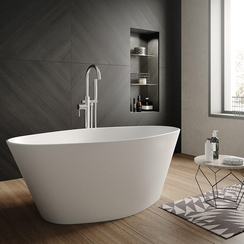 Nuie Freestanding Bath & Push Button Waste (White, 3 Shapes) - Brandnew Bathroom