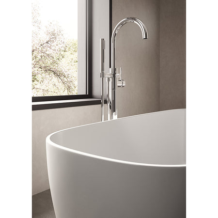 Nuie Freestanding Bath & Push Button Waste (White, 3 Shapes) - Brandnew Bathroom
