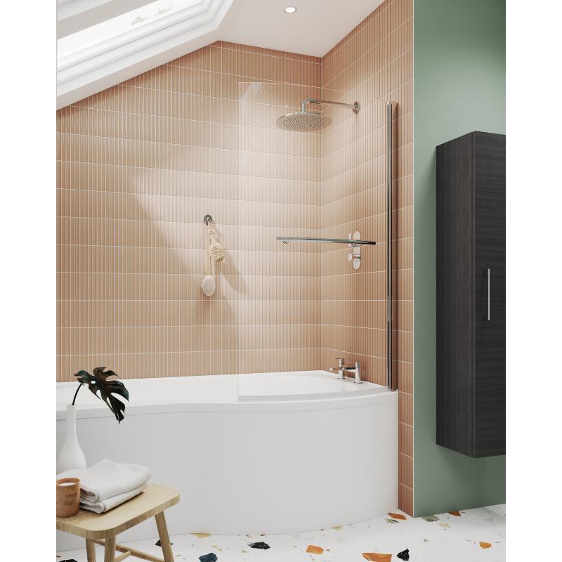 Nuie Curved B-Bath Screen (2 sizes, Chrome) - Brandnew Bathroom