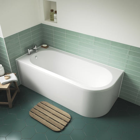 Nuie  Crescent Back to Wall Corner Bath (2 styles, White) - Brandnew Bathroom