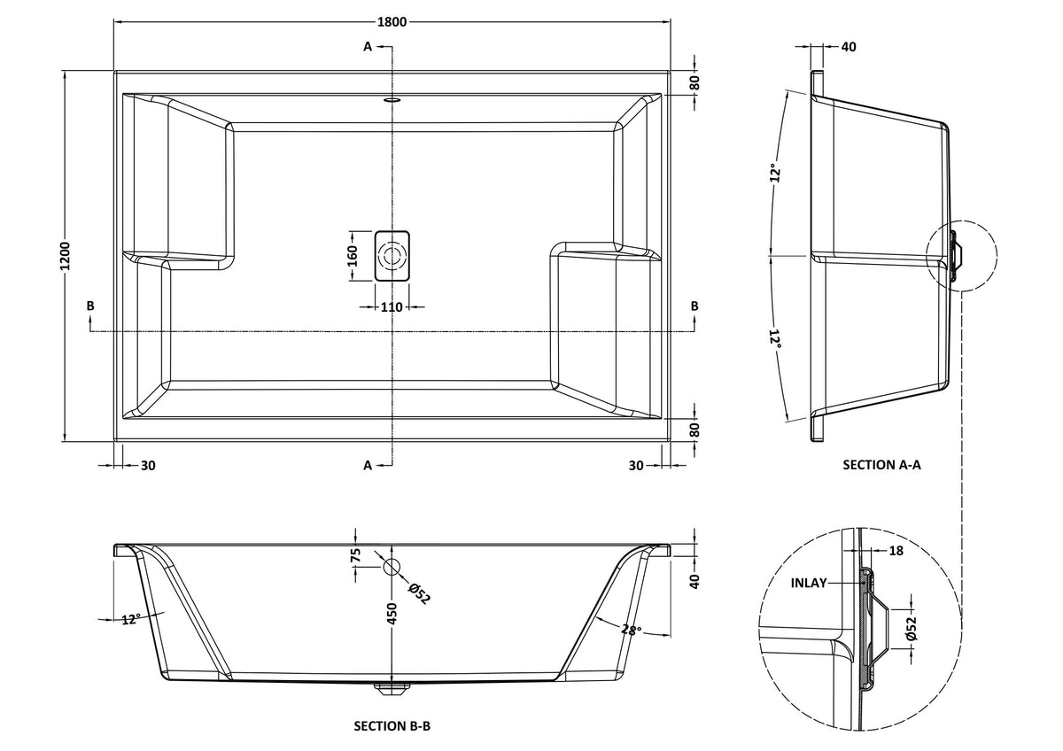 Brand New Bathrooms - Double Ended Inset Spa Bath (1 size, White)