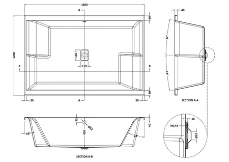 Brand New Bathrooms - Double Ended Inset Spa Bath (1 size, White)