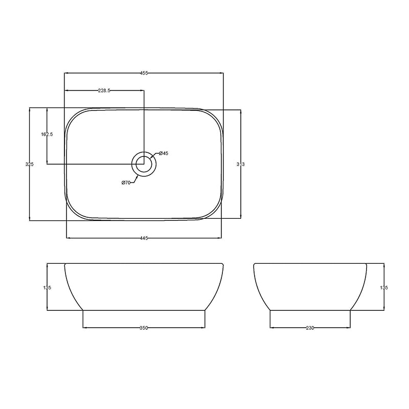 Nuie Rectangular Vessel Basin (1 size, White) - Brand New Bathrooms