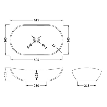 Nuie Oval Vessel Basin (1 size, White) - Brand New Bathrooms