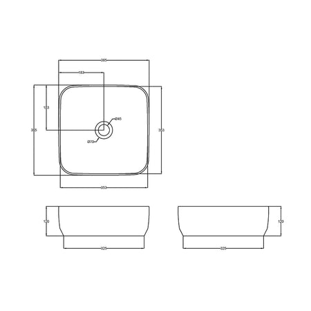 Nuie Square Vessel Basin (1 size, White) - Brand New Bathrooms