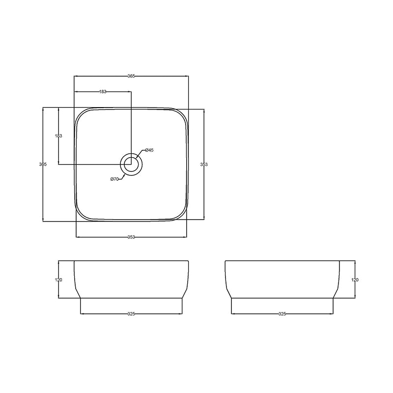 Nuie Square Vessel Basin (1 size, White) - Brand New Bathrooms