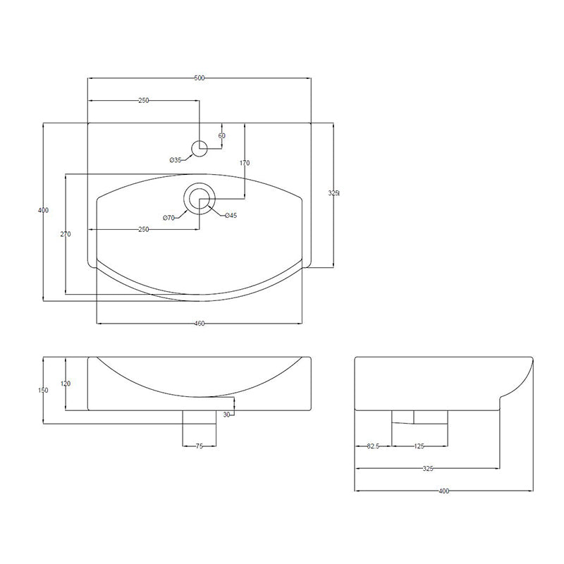 Nuie Wall Hung Vessel Basin (2 sizes, White) - Brand New Bathrooms