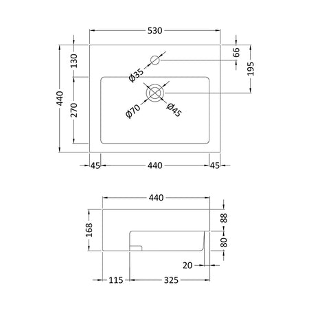 Nuie Semi-Recessed Basin (2 sizes, White) - Brand New Bathrooms