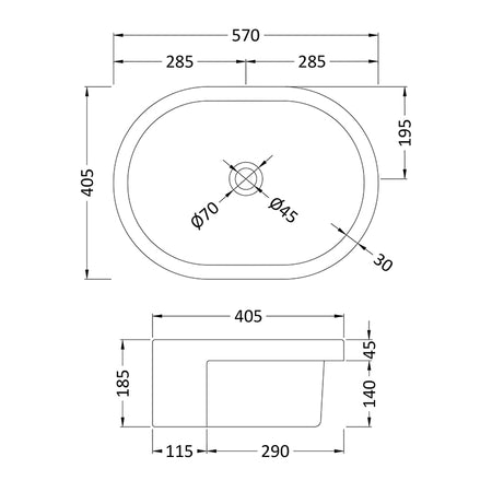 Nuie Semi-Recessed Round Basin (1 size, White) - Brand New Bathrooms