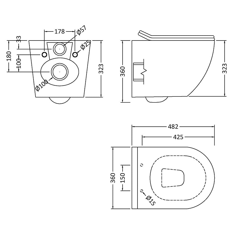 Nuie Freya Wall Hung Toilet Pan & Soft Close Seat (1 size, White) - Brand New Bathrooms