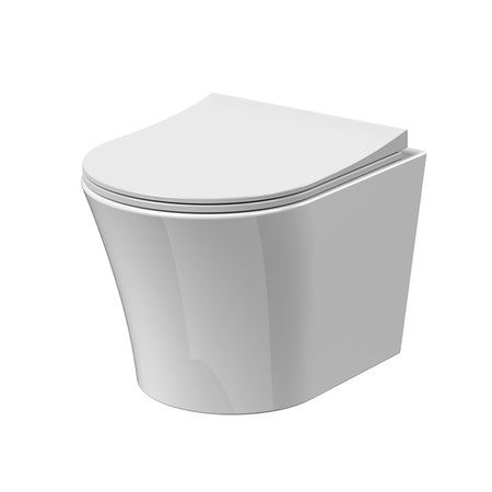 Nuie Freya Wall Hung Rimless Toilet Pan & Soft Close Seat (1 size, White) - Brand New Bathrooms