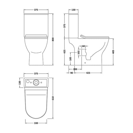 Nuie Freya Toilet Pan, Cistern & Seat (1 size, White) - Brand New Bathrooms