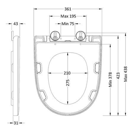Nuie Round Wrapover Soft Close Top Fix Toilet Seat (1 size, White) - Brand New Bathrooms
