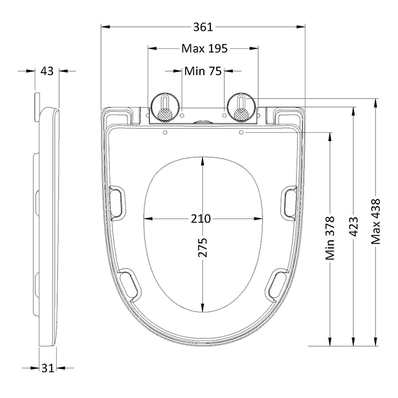 Nuie Round Wrapover Soft Close Top Fix Toilet Seat (1 size, White) - Brand New Bathrooms