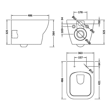 Nuie Ava Wall Hung Toilet Pan & Soft Close Seat (1 size, White) - Brand New Bathrooms
