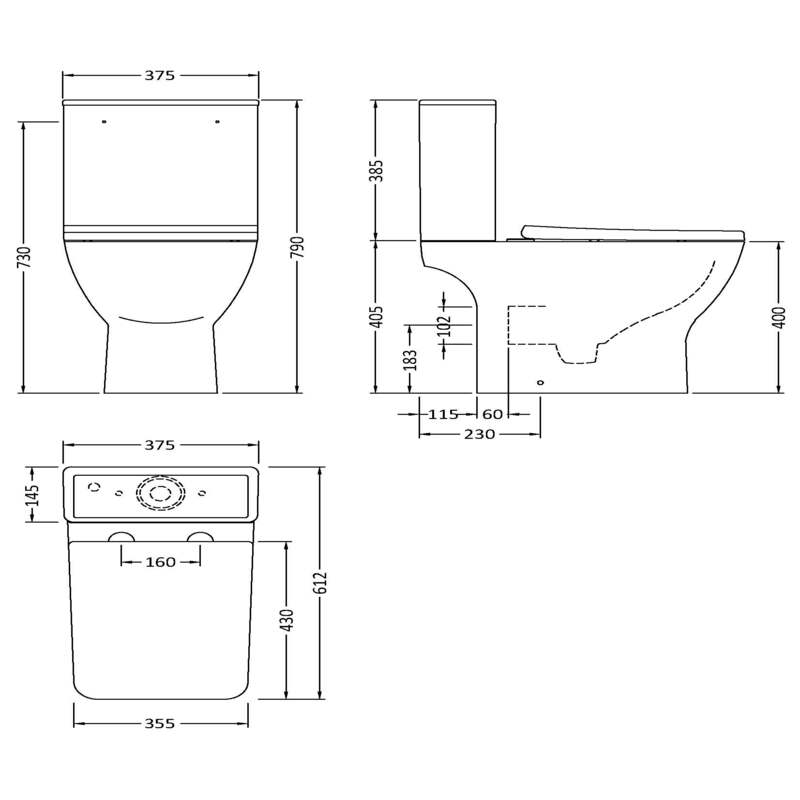 Nuie Ava Toilet Pan, Cistern & Seat (1 size, White) - Brand New Bathrooms