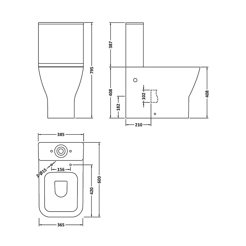 Nuie Ava Flush Rimless Toilet Pan, Cistern & Soft Close Seat (1 size, White) - Brand New Bathrooms
