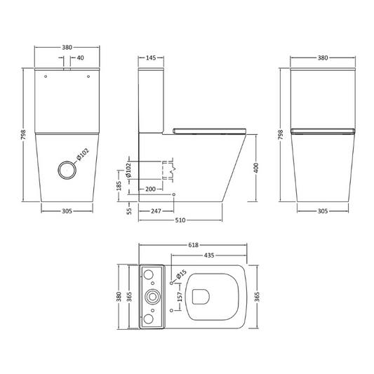 Nuie Ava Toilet Pan, Cistern & Seat (1 size, White) - Brand New Bathrooms